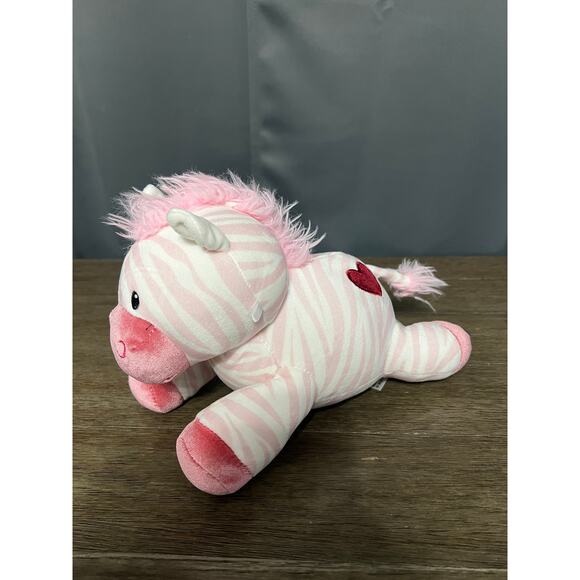 Animal Adventure Pink Striped Zebra with Heart Plush - Picture 2 of 5